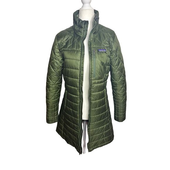 Patagonia Women's Radalie Parka Sz‎ Small Quilted Nomad Green Insulated Jacket - Picture 3 of 10